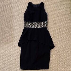Carmen Marc Valvo Black Dress with Silver Detail